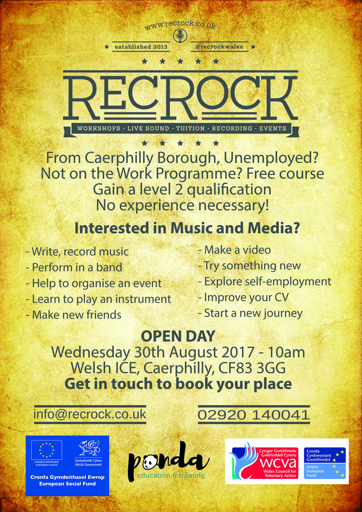 RecRock open day, 30th August 2017 - 10am - Book your place