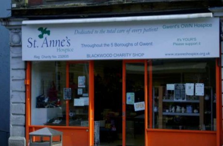 St Anne's Hospice charity shop front in Blackwood